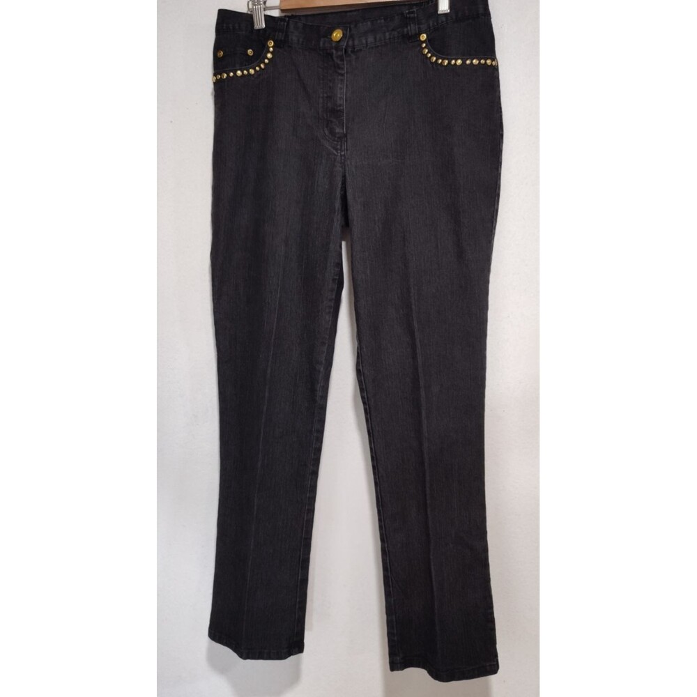 Ruby Rd Womens Black Jeans Size 8 Denim Straight Leg Studded pockets